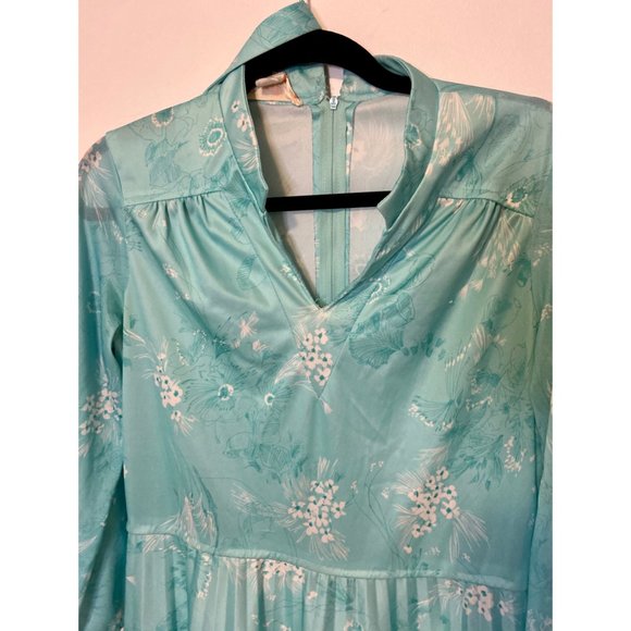 Vintage Carlo Reni Turquoise Floral Dress - Picture 4 of 4